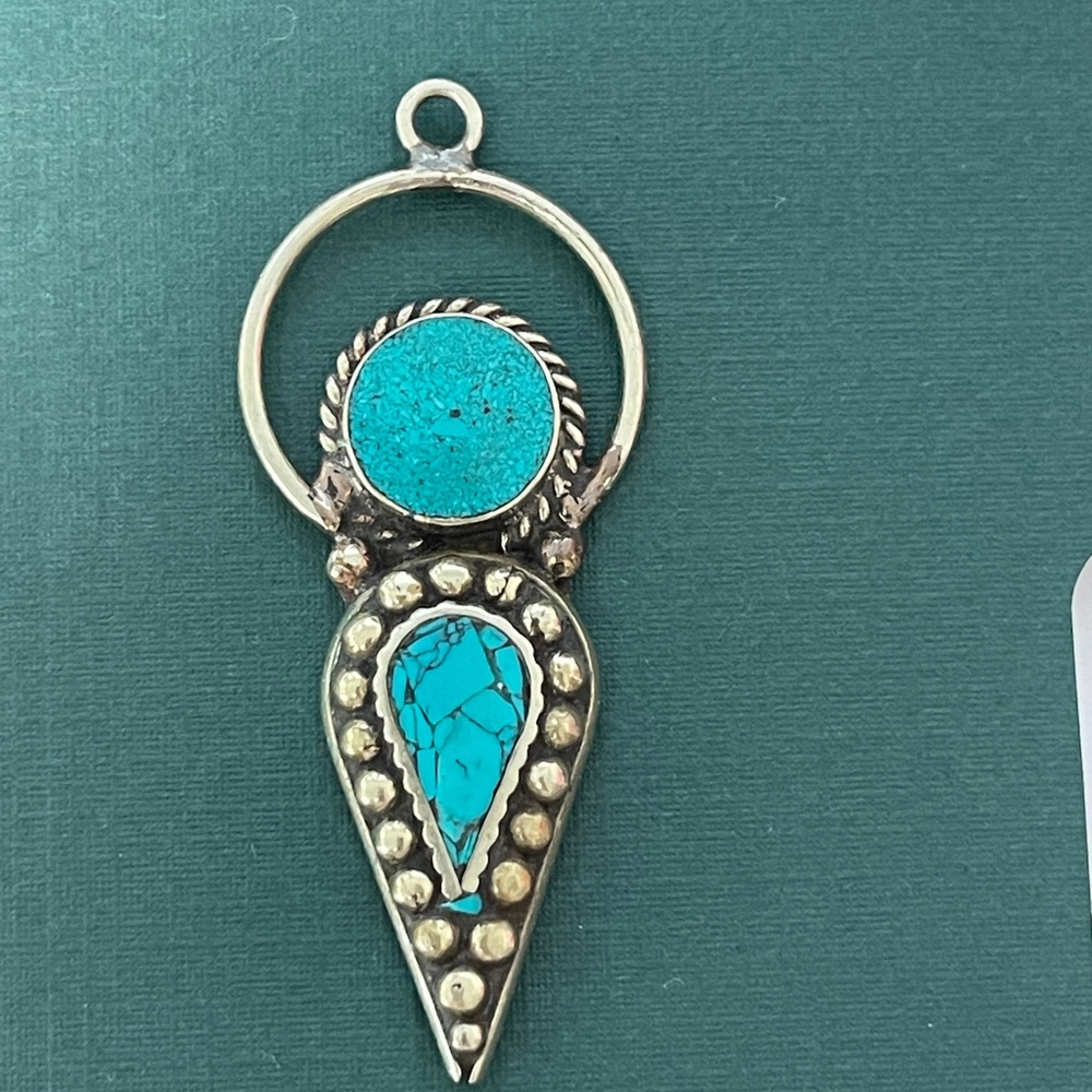 Turquoise silver Necklace pendant